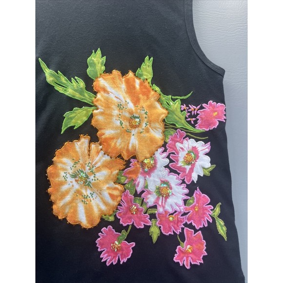 Morgan Cole Womens Black Tropical Floral Tank Size Medium - Picture 2 of 8